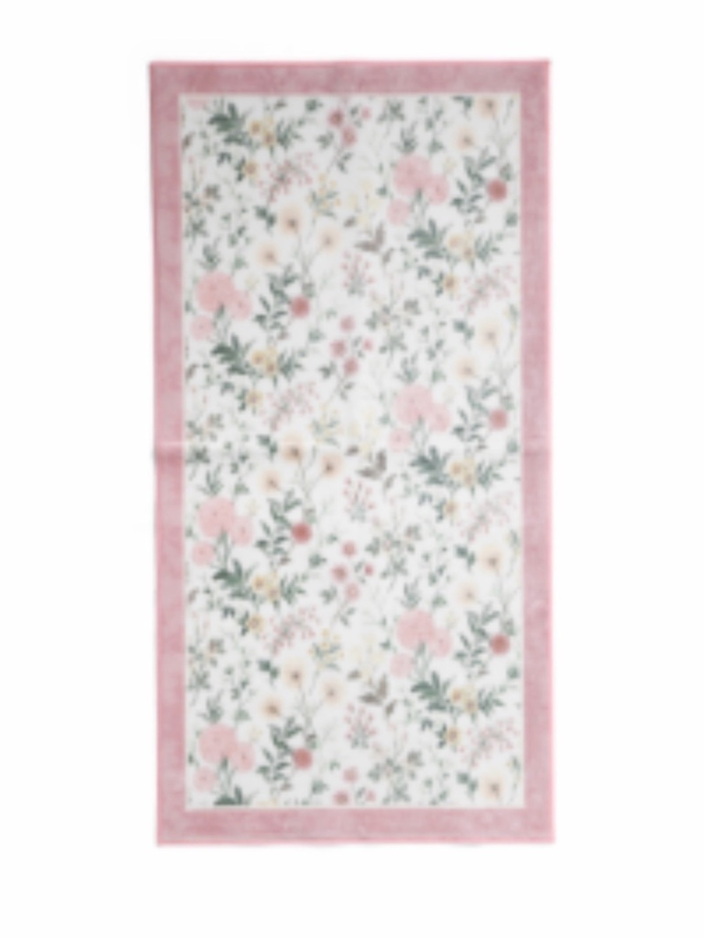 Laura Ashley Floral Pink Border Washable Rug ~ Otterham Gardens 26x45”